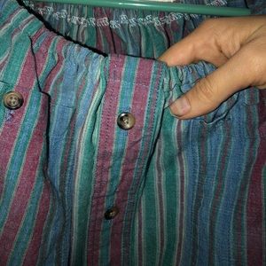 Vintage western striped off the shoulder button up